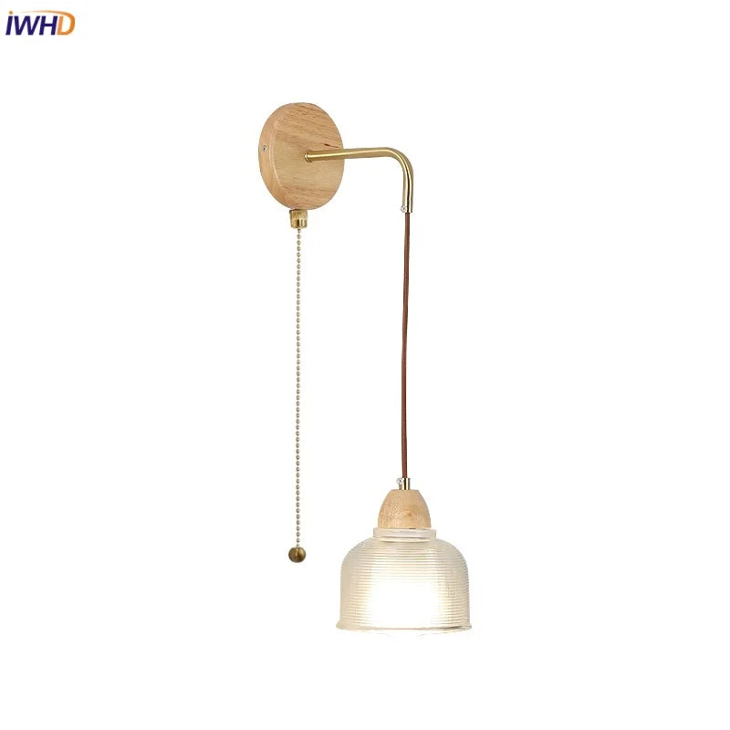 Clear Glass LED Wall Light with Pull Chain Switch