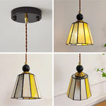 Tiffany Glass LED Pendant Lights: Modern Nordic Copper Wood Hanging Lamp