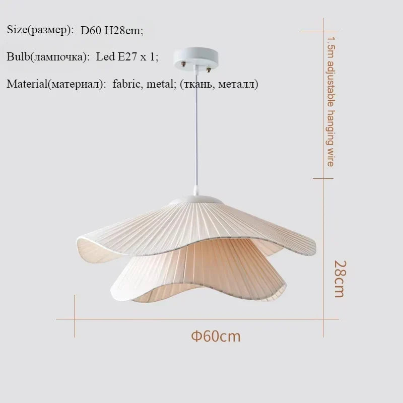 Afralia™ Nordic White Fabric Pendant Chandelier with LED Lighting for Dining Room & Bar