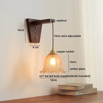 Modern Walnut Copper LED Wall Light for Bedroom Living Room Restaurant