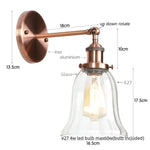 Industrial Clear Glass Wall Sconce Light for Stair, Foyer, Bedroom.