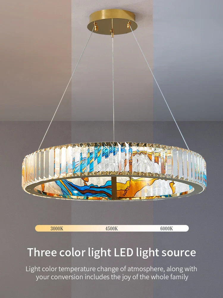 Crystal Chandelier Ring Light Modern Elegant Dining Living Room Lighting