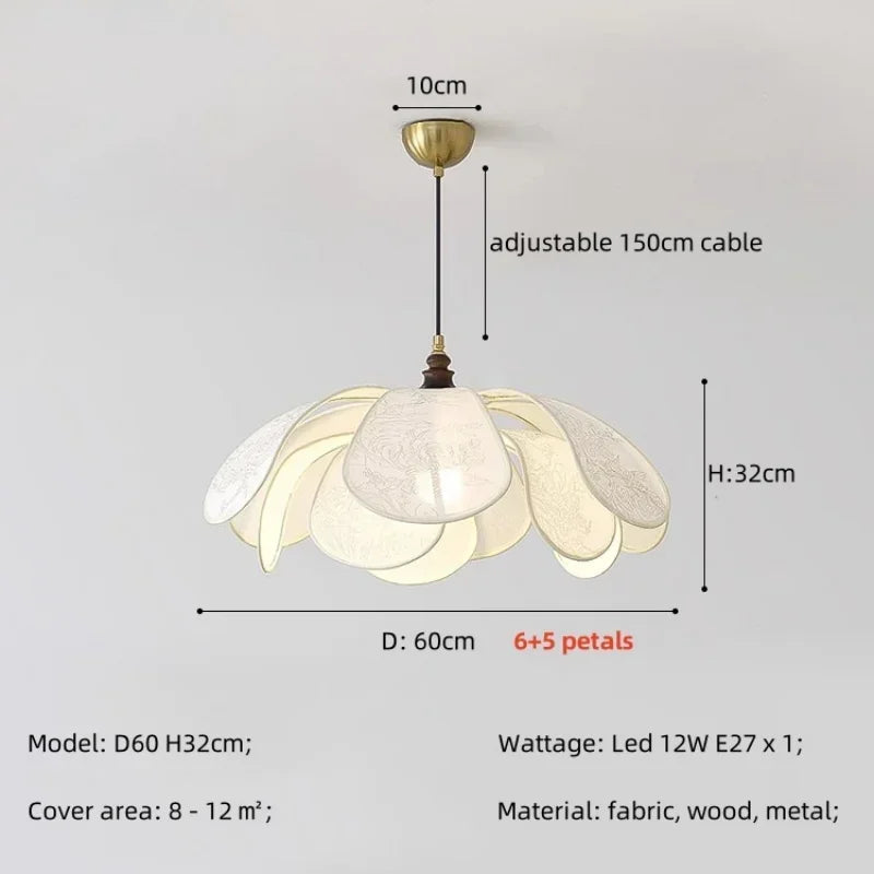 Nordic Creamy E27 LED Pendant Chandelier: French Bedroom Retro Dining Room Lamp