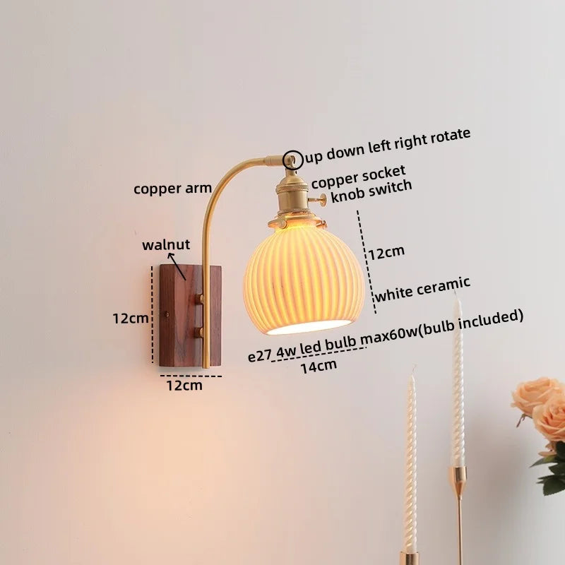 Amber Glass LED Wall Lamp for Modern Nordic Home Decor