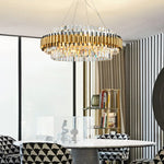 Gold Crystal Chandelier LED Ceiling Pendant Light - Luxurious Living Room Decor