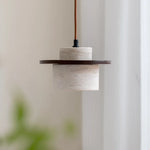 LED Hanging Lamp: Yellow Travertine Japanese Style Pendant Light for Home Decoration