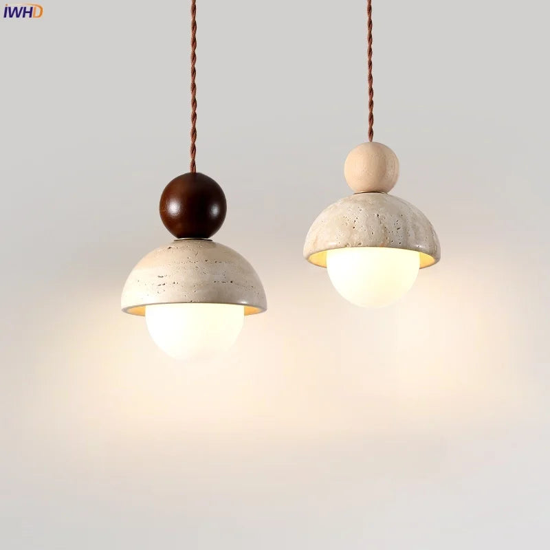 Yellow Travertine LED Pendant Lights - Modern Nordic Home Decor