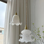 Afralia™ Flower Glass LED Pendant Light Fixture for Bedroom Dining Room Study