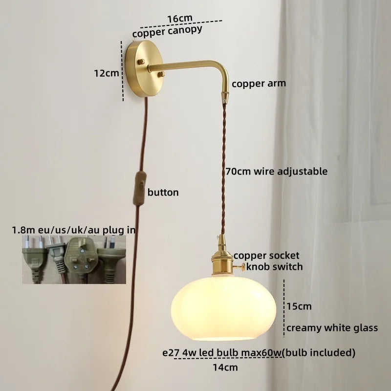 Gray Glass LED Wall Sconce Lamp for Home Decor, Bedroom, Living Room - Nordic Design