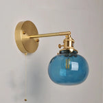 Afralia™ Vintage Blue Glass LED Wall Lamp, Pull Chain Switch, Stair Light Fixtures