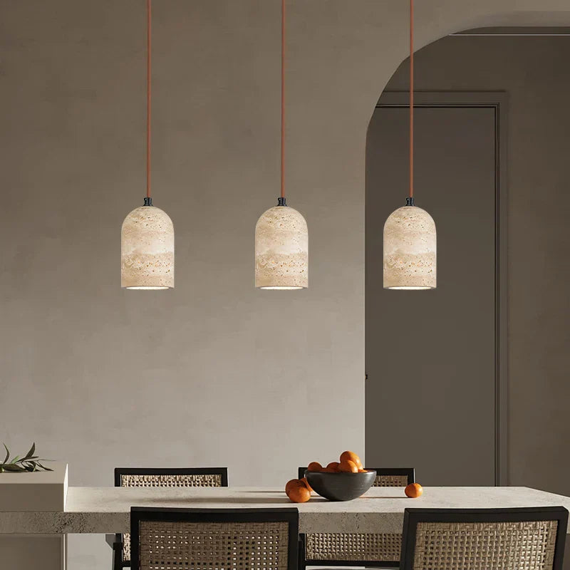 Yellow Travertine LED Pendant Lights: Modern Nordic Hang Lamp for Home Decor