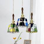 Peace Dove Tiffany Style LED Pendant Lamp - Colorful Glass, Copper Knob Switch