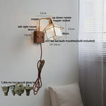 Vintage LED Wall Lamp Sconce with Rotatable Glass Shade & Pull Chain Switch