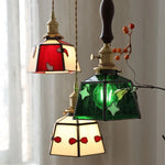 Afralia™ Red Tiffany Glass Knob Switch Pendant Lamp - Nordic Handcrafted LED Hanging Light