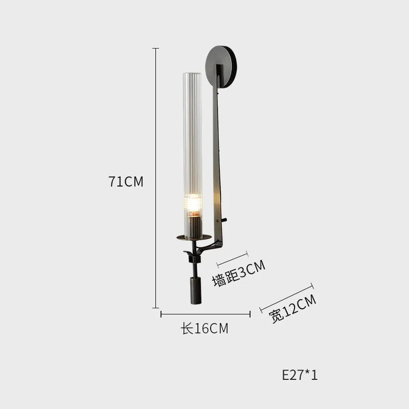 Nordic Iron Glass LED Wall Sconce Lamp for Luxury Living Room Bedroom Lighting