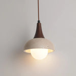 Stone LED Pendant Lamp: Yellow Travertine Mid Century Modern Hanging Lighting