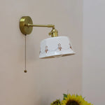 Ceramic Hand-painted LED Wall Light, Pull Chain Switch, Modern Bedside Lamp