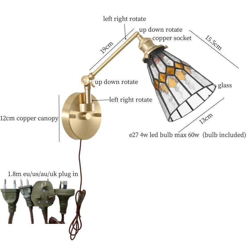 Afralia™ Glass LED Wall Lights Bathroom Mirror Loft Living Room Bedroom Lamp