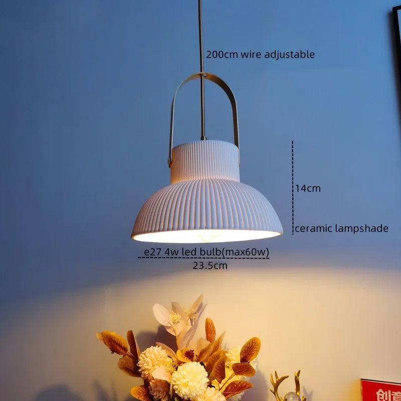 White Ceramic LED Pendant Light for Living Room Kitchen Bedroom