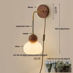 Copper Adjustable LED Wall Light; Modern Pull Chain Switch Glass Stair Lights