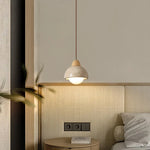 Japanese LED Hanging Lamp Yellow Travertine Pendant Lighting for Bedroom and Dining Room