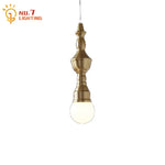 Vintage Industrial Glass Iron Pendant Lights Gold Lustre Roman Column Lamp