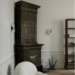 Nordic LED Wall Sconce Black Iron Round Marble Light Fixture