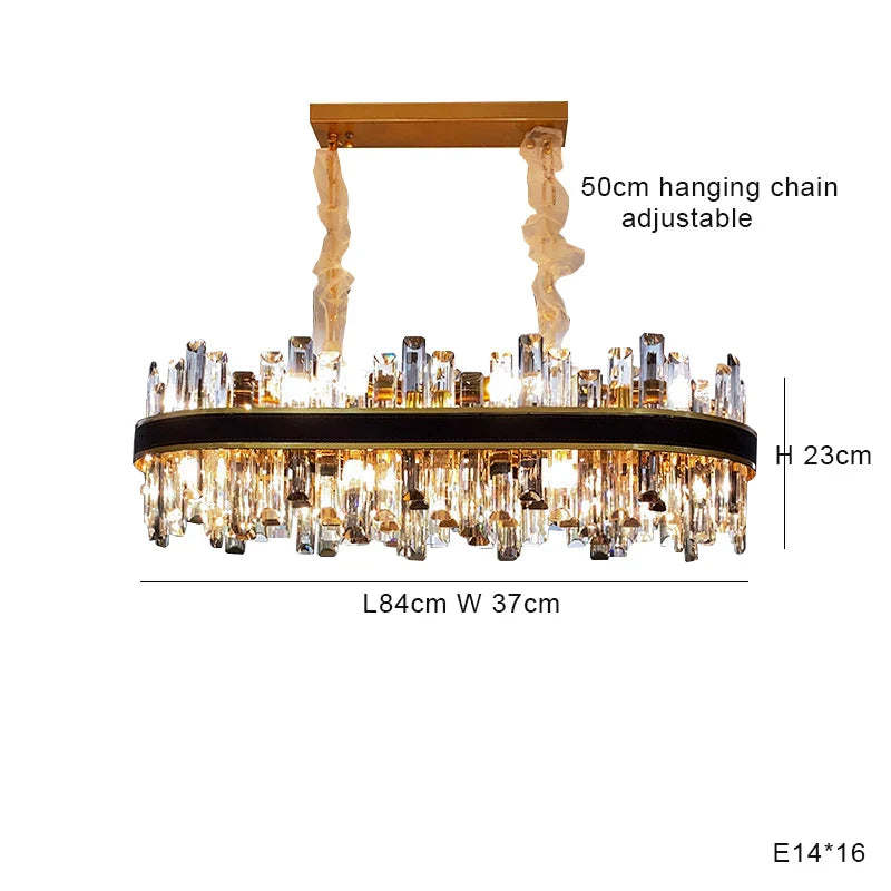 Crystal Leather Chandelier | Modern LED Lustres for Living Room & Dining Room