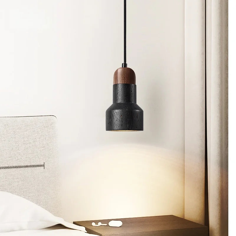 Black Stone LED Hanging Pendant Light for Modern Home Decor