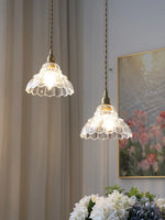 Brass Glass Pendant Light - Luxury Minimalist LED Nordic Flower Restaurant Lamp