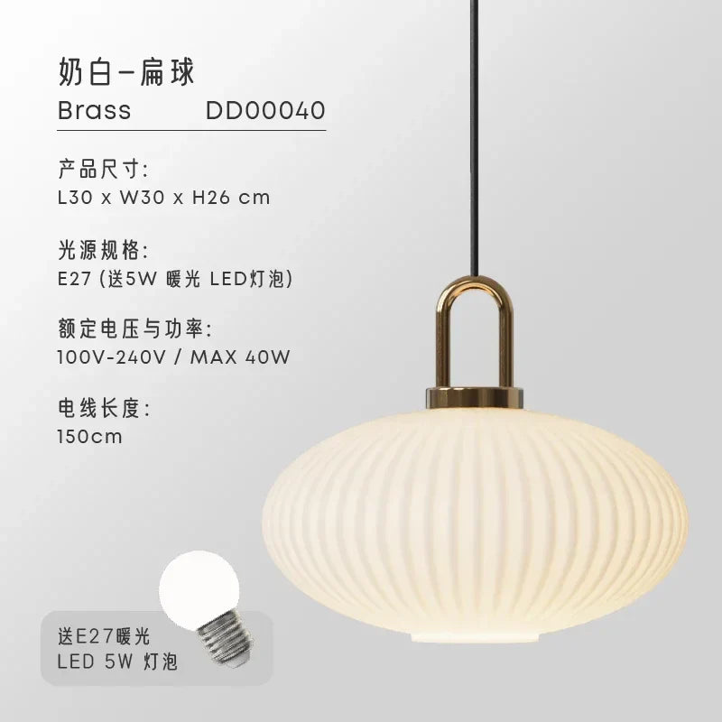 Glass Pendant Lights LED E27 Retro Luxury Hanging Fixtures for Dining Room