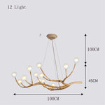 Retro LED Chandelier Living Room Study Bedroom Art Brown Pendant Light