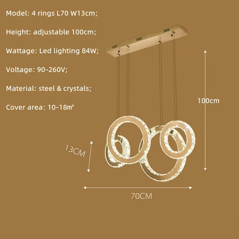 Afralia™ Crystal Circle LED Pendant Chandelier for Dining Room