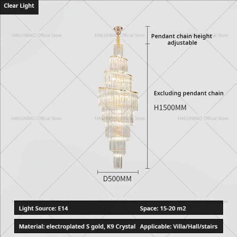 Crystal Chandelier for Penthouse Villa Living Room - Modern Light Luxury Design