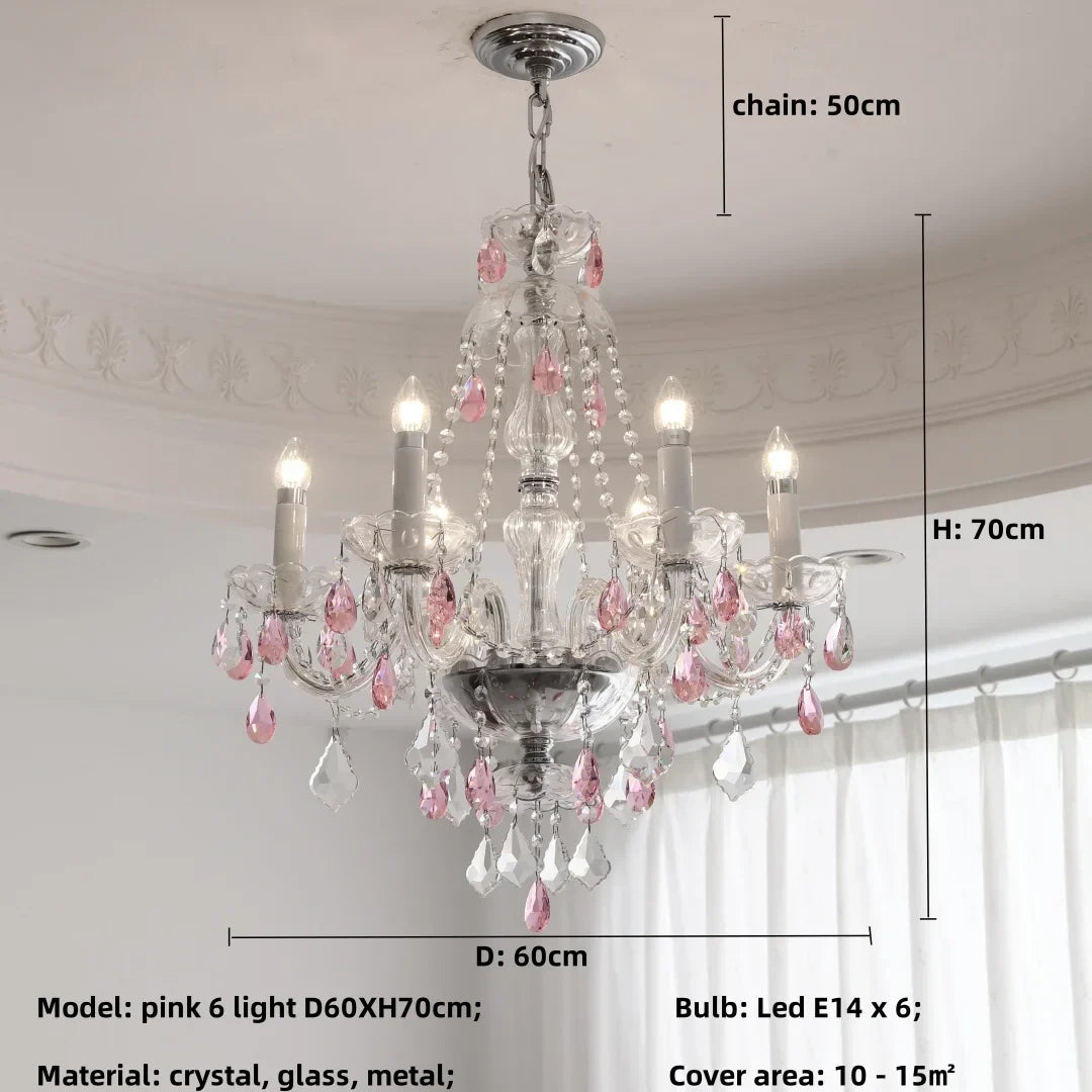 Blue Crystal Chandelier: Luxury E14 Pendant Lights for Living Room and Bedroom