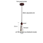 Afralia™ LED Terrazzo Pendant Lamp White Stone Wood Hanging Light