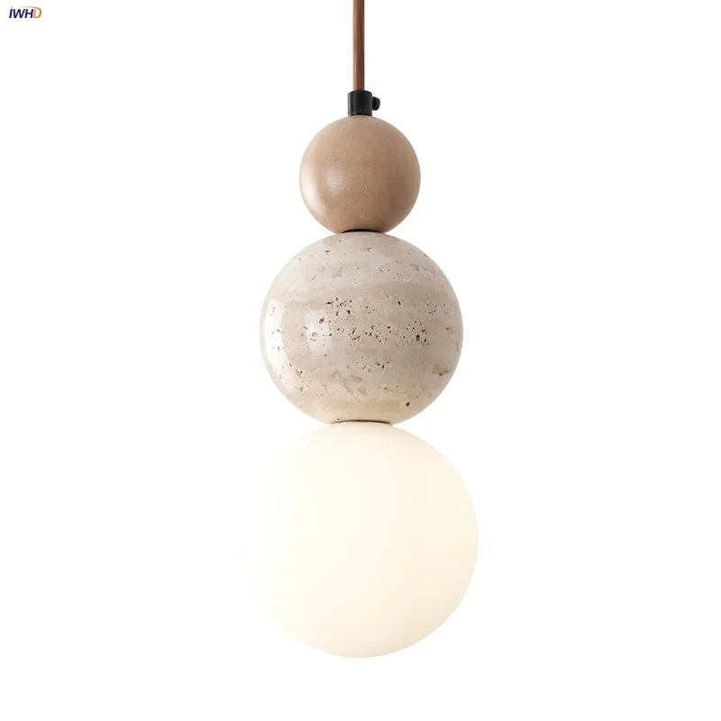 Nordic LED Pendant Lights Wood Glass Hanging Lamp