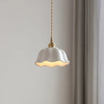 White Ceramic LED Pendant Lamp, Nordic Modern Hanging Light with Adjustable Copper Socket