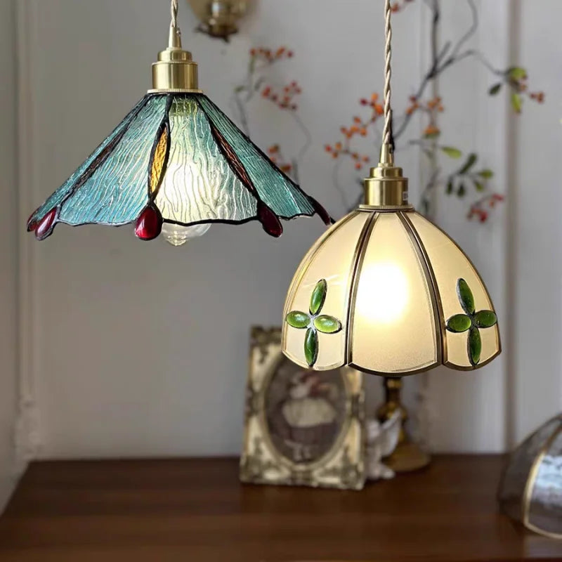 Loft Style Copper Glass Pendant Light - Adjustable Dining Room Hanging Lamp