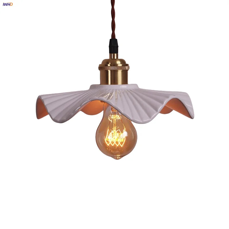 White Ceramic LED Pendant Light - Nordic Modern Design - Adjustable Hanging Lamp