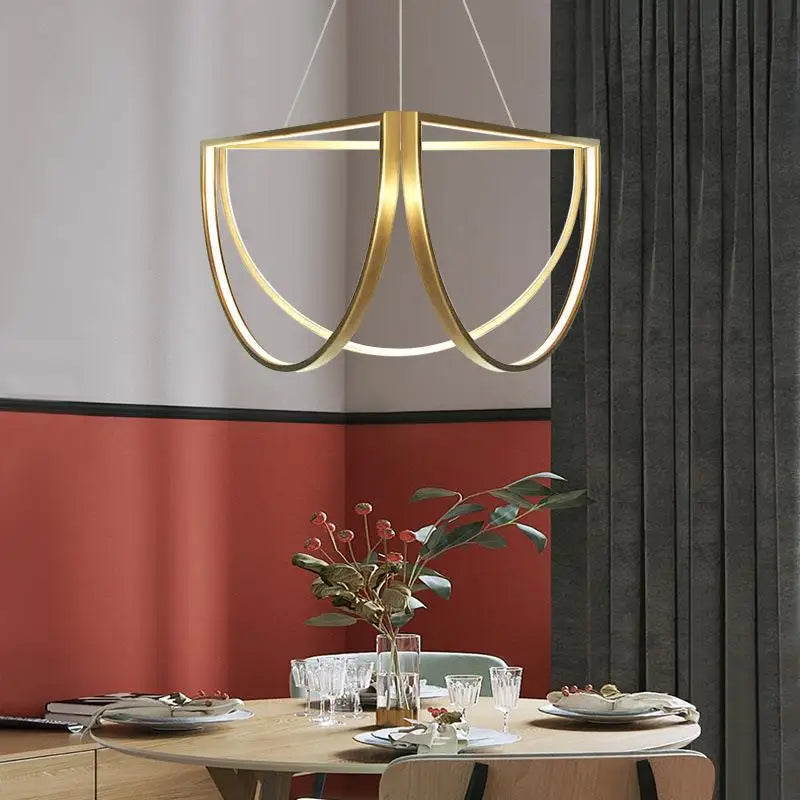 Black Gold Geometric LED Chandelier - Postmodern Indoor Hanging Lamps for Living Room