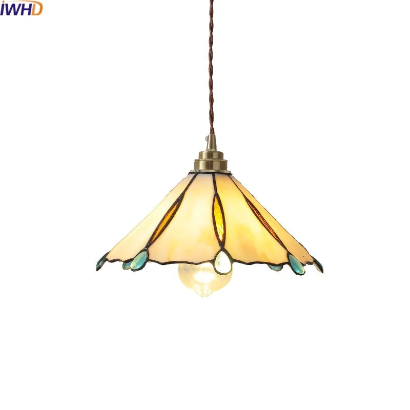 Glass Copper LED Pendant Lamp for Dining Room, Nordic Modern Hanging Light Fixtures