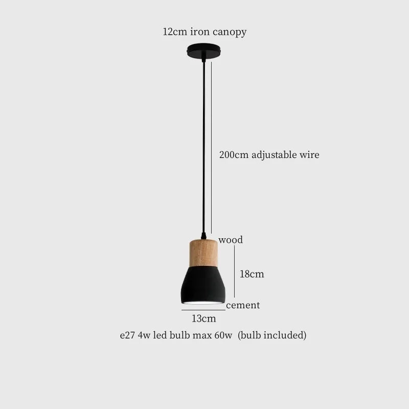 Cement LED Pendant Lamp Industrial Decor Bedroom Living Room Bar Cafe