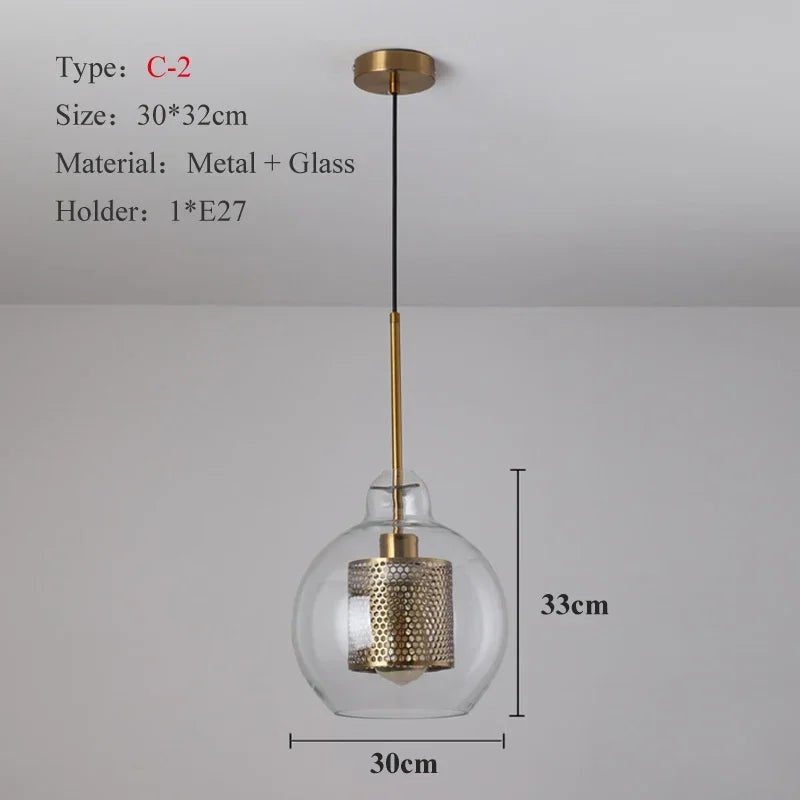 Nordic Glass Pendant Light for Kitchen Coffee Bar Dining