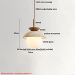 LED Wood Pendant Light Fixture Wabi Sabi Hang Lamp for Living Room