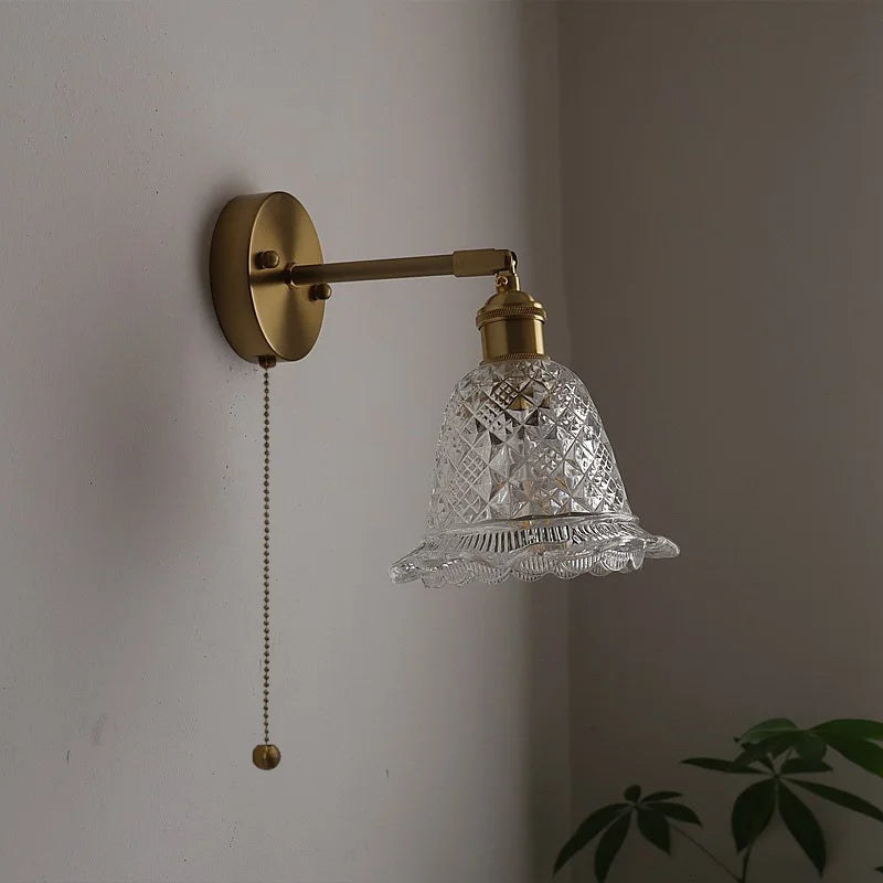 Copper Glass Nordic LED Wall Lights for Balcony Bedroom Mirror Bathroom