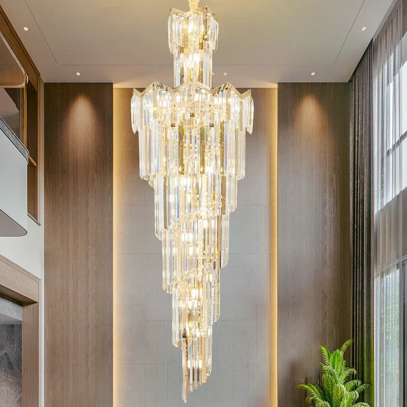 Crystal Chandelier: European Villa Hotel Luxury Hollow Building Middle Floor Lighting
