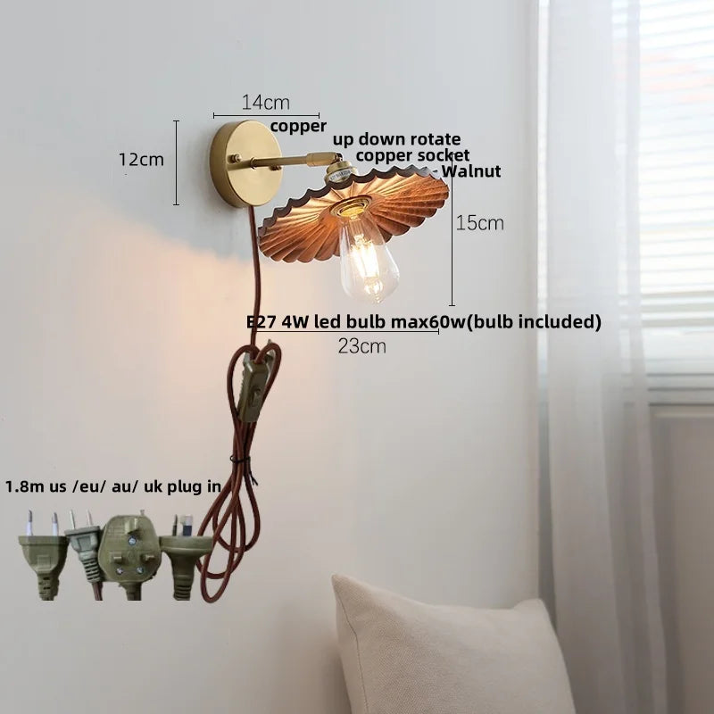 LED Wall Lamp Walnut Wood Stair Light Fixture