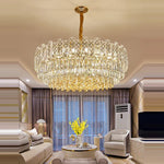 Gold Lustre Chandelier LED Crystal Light Fixture - Postmodern Luxury Hanging Lamp