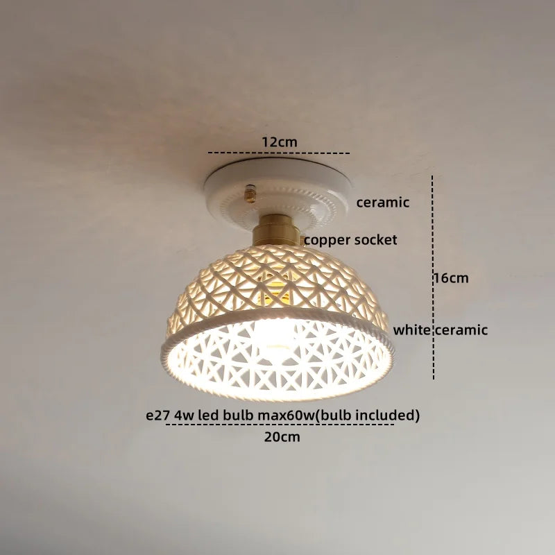 Ceramic LED Ceiling Lamp Indoor Lighting Semi-Circular Light Fixture